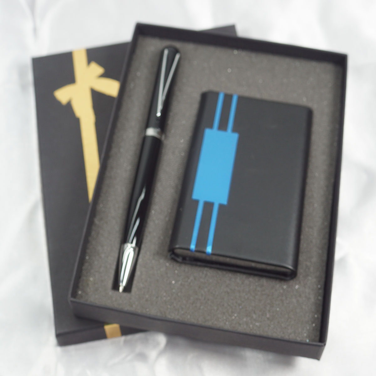 penhouse.in Card Holder Black Color Twist Type Ball Pen Set 2 in 1 SKU 27881