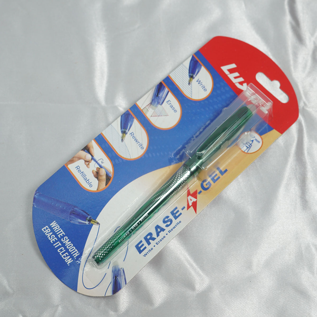 Luxor Erase A Gel Green Color Body With Green Writing 0.7mm Cap Type Gel Pen SKU 27911