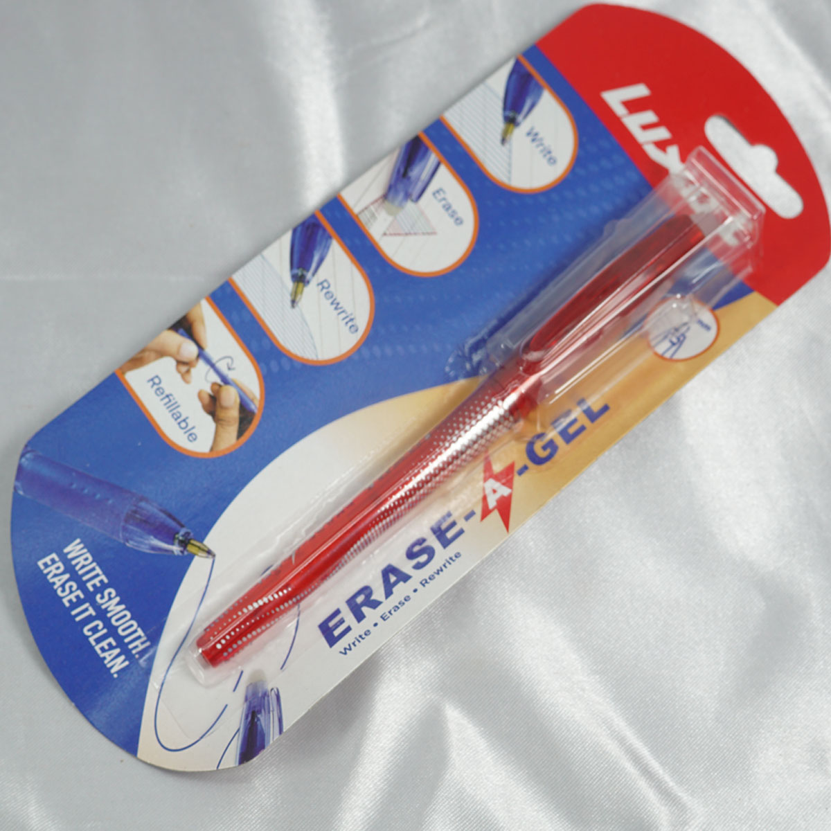 Luxor Erase A Gel Red Color Body With Red Writing 0.7mm Cap Type Gel Pen SKU 27913