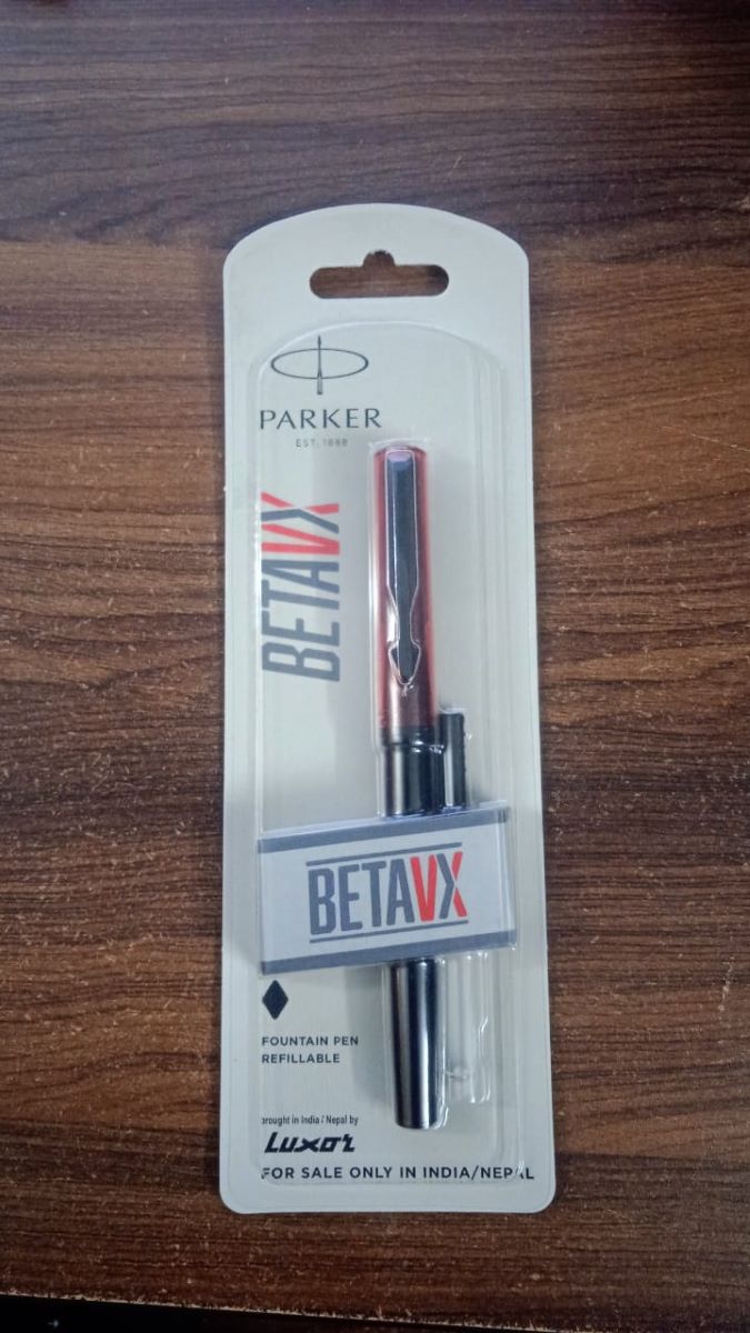 Parker BETAVX Black Color Body With Red Color Cap Fine SS Nib Converter Type Fountain Pen SKU 27921