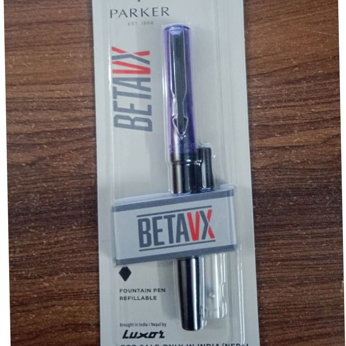 Parker BETAVX Black Color Body With Violet Color Cap Fine SS Nib Converter Type Fountain Pen SKU 27922