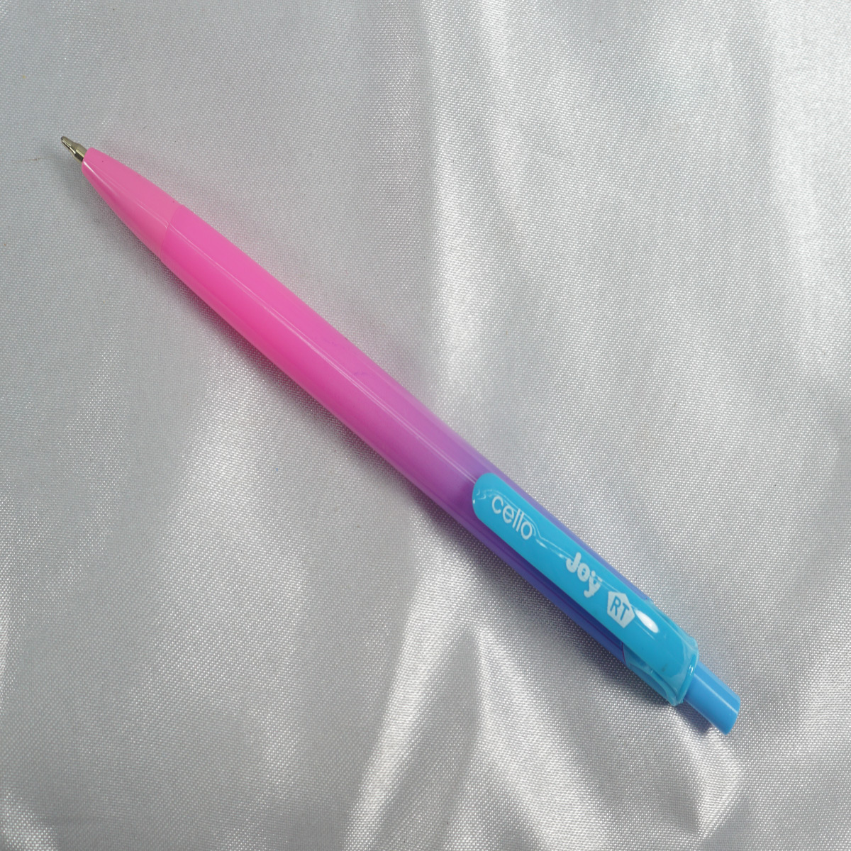 Cello Joy RT Pink With Blue Color Body And Blue Clip Retractable Type Ball Pen SKU 27925