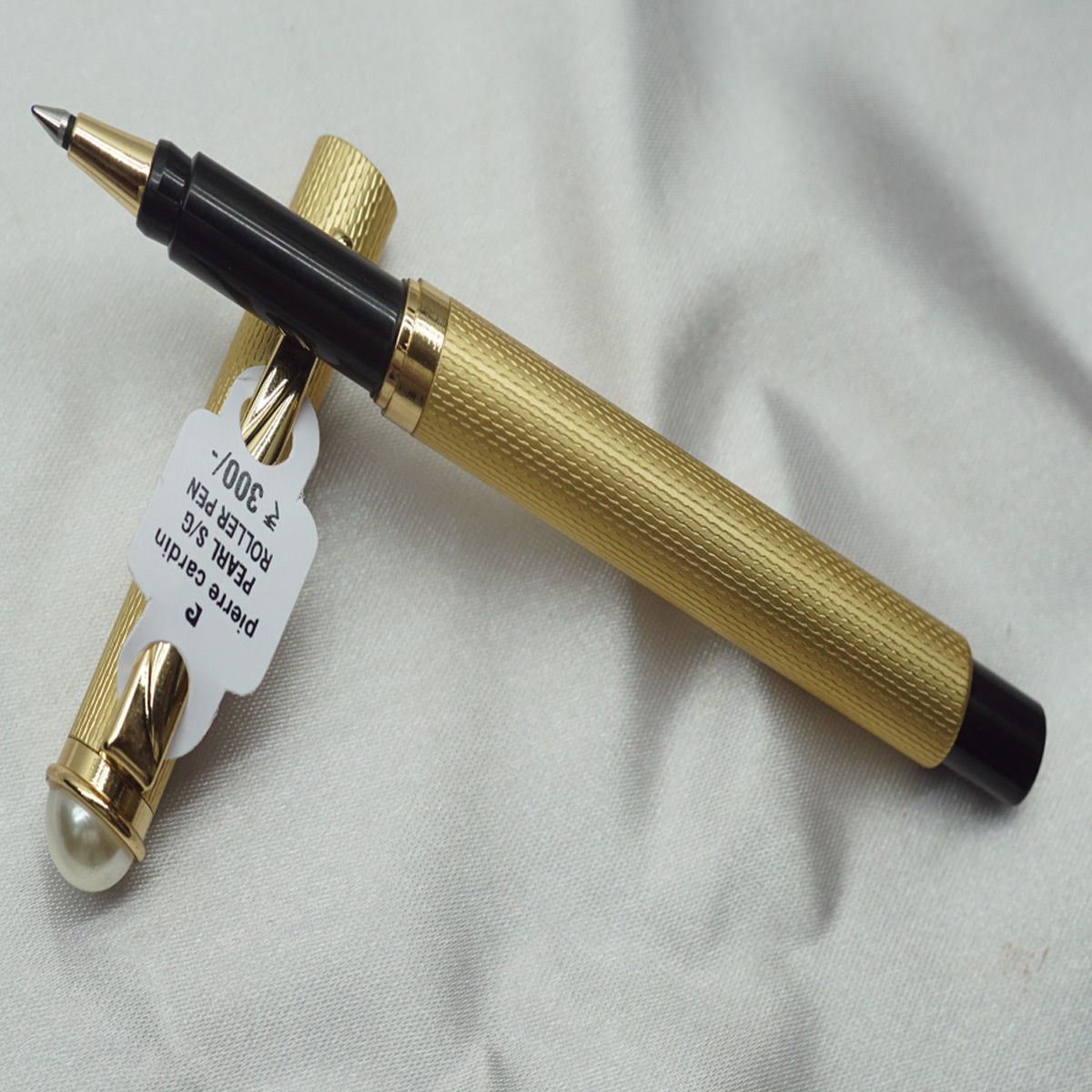Pierre Cardin Pearl Satin Gold Color Body and cap Type Fine Tip Roller Ball Pen SKU 27973