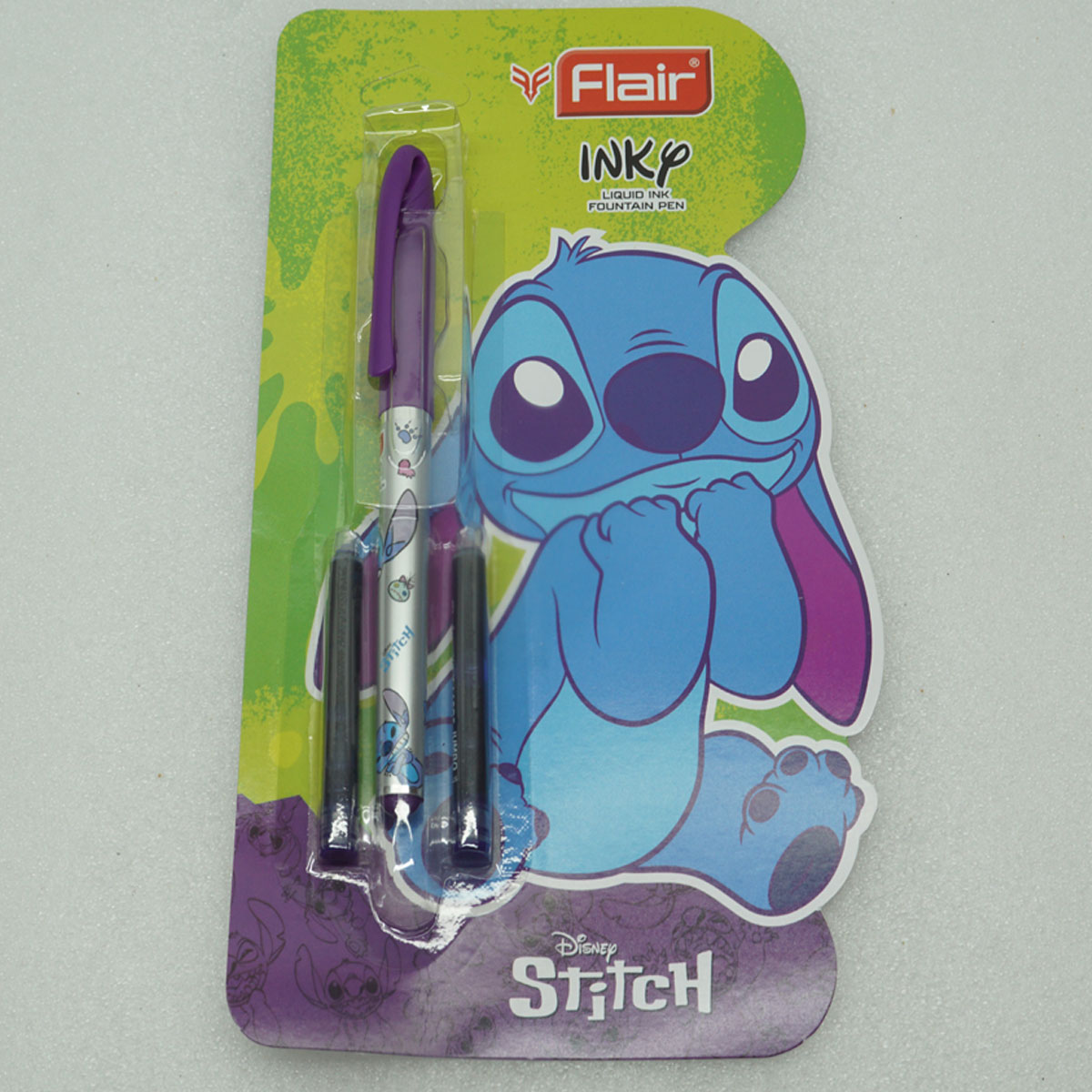 Flair Inky Disney Stitch Purple Color Body and Cap Fine Nib Cartridge Type Fountain Pen SKU 28031
