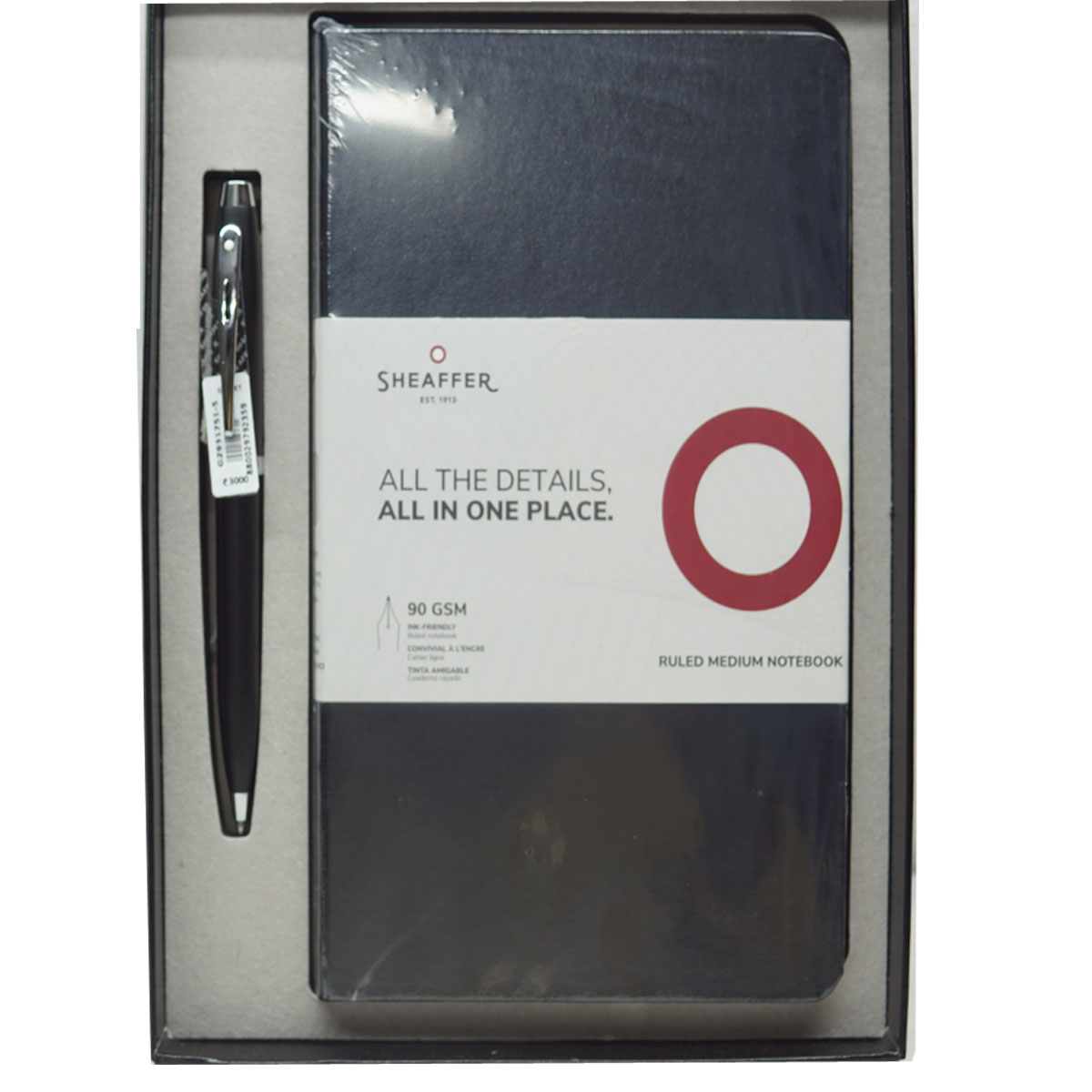 Sheaffer  G9317 Matte Black Color Body With Chrome Trim Ball Pen With Medium Note Book Gift Set SKU 28044