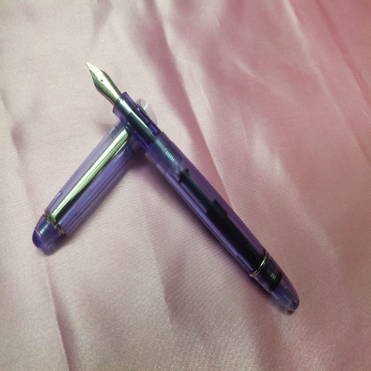 Admok Blue Transparent Color Body and Cap With Silver Clip with  Extra Fine Nib Converter Type Fountain Pen SKU 28060