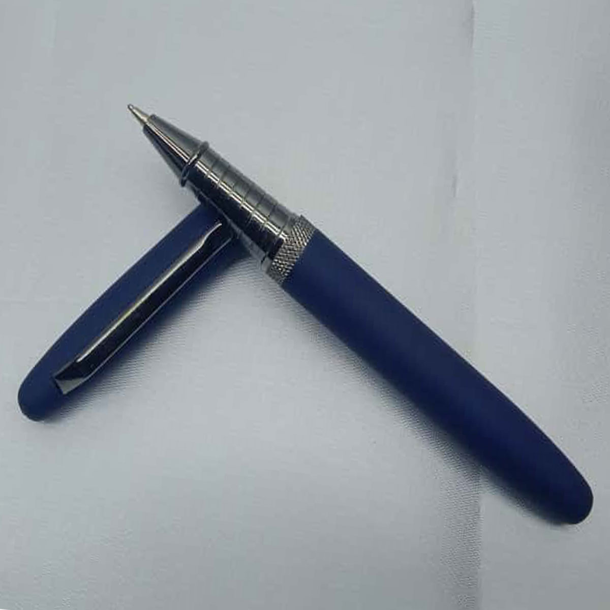 penhouse.in Matte Blue Color Body With Gunmetal Clip And Trim Cap Type Ball Pen SKU 28073