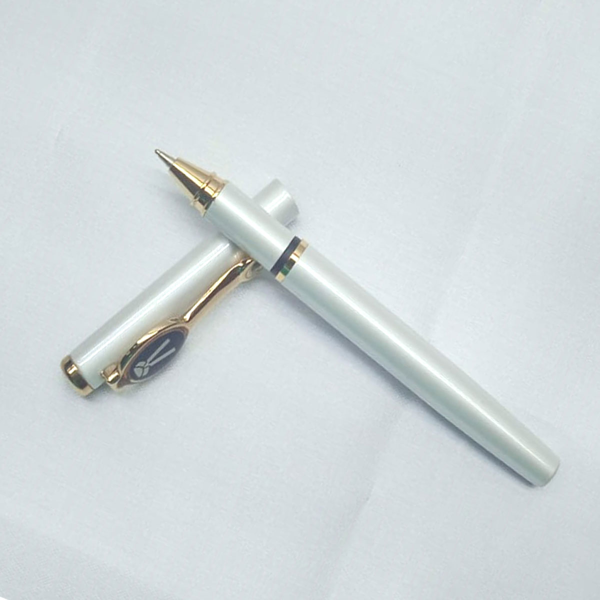 Picasso Parri Glossy White Color Body With Advocate Symbol On Clip Cap Type Ball Pen SKU 28074