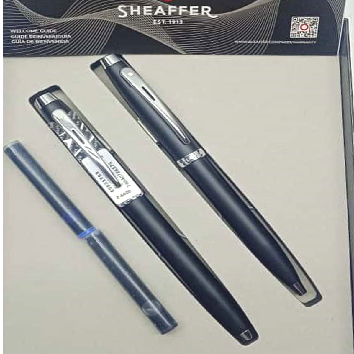 Sheaffer 100 E9317 Matte Black With Chrome Plated Trims Medium Fountain Pen And Ball Pen Set SKU 28105