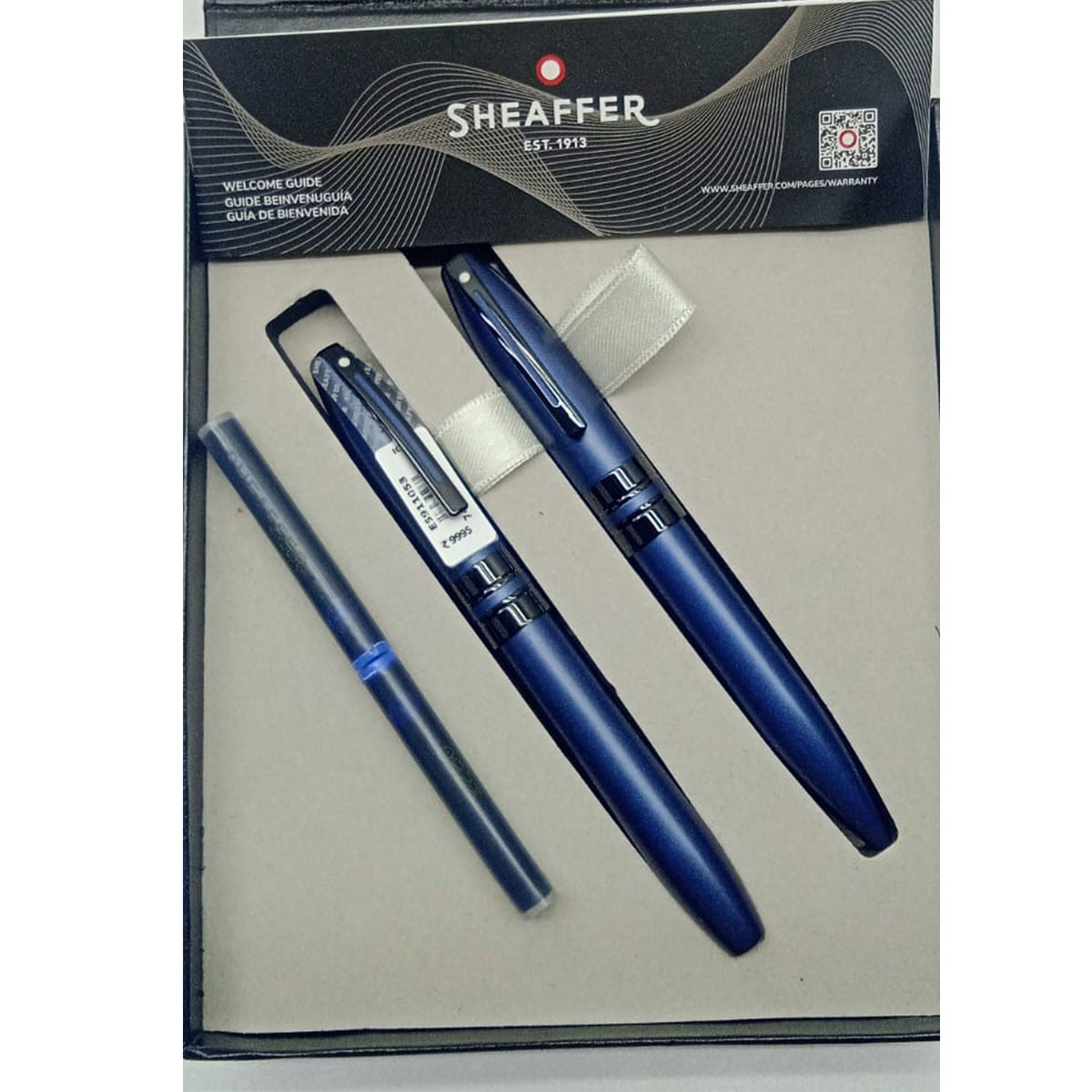 Sheaffer ICON E9110 Matte Blue LACQUER With Black PVD Trims Medium Fountain Pen And Ball Pen Set SKU 28110