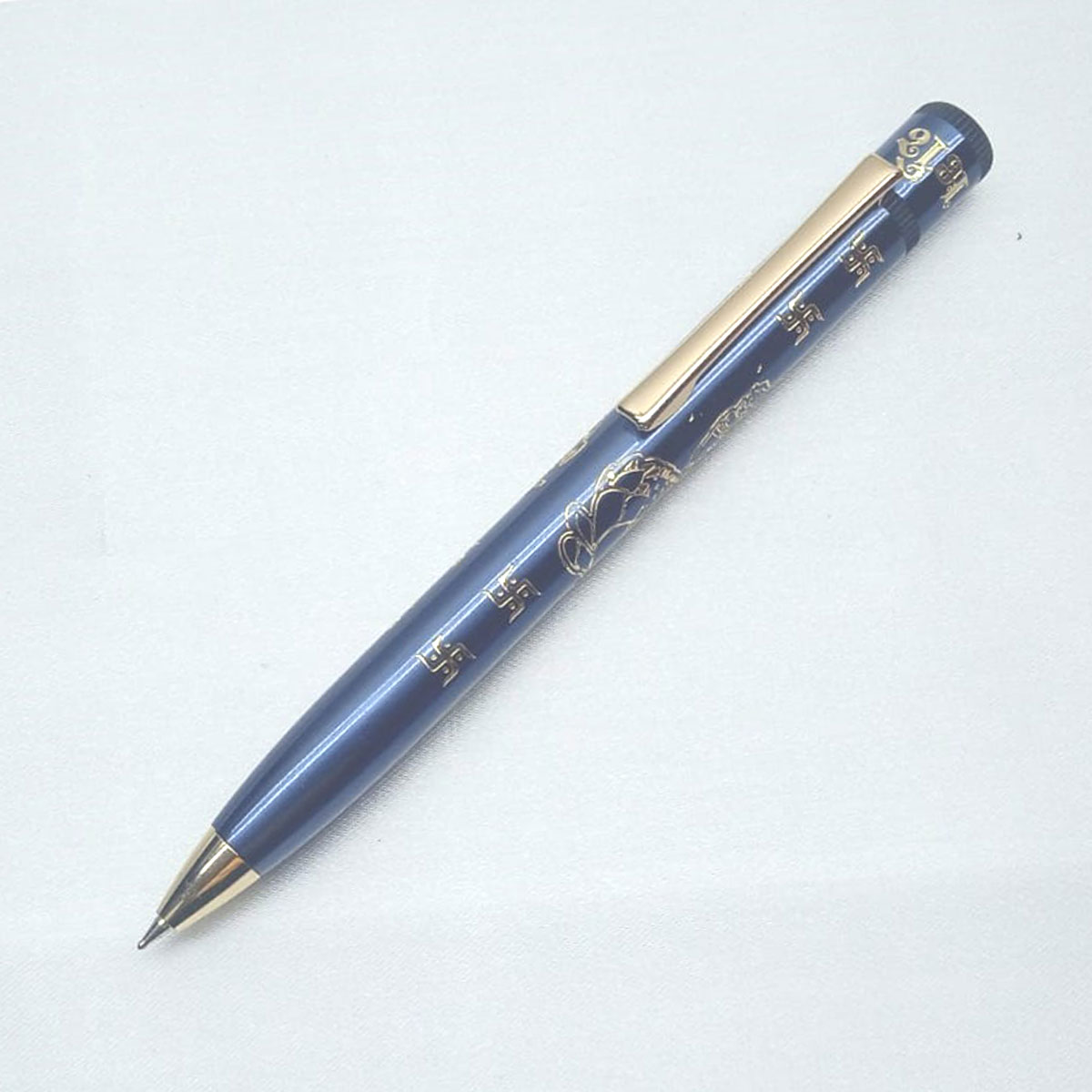 penhouse.in Blue Color Body With Lord Saraswathi Printed Twist Type Ball Pen SKU 28122
