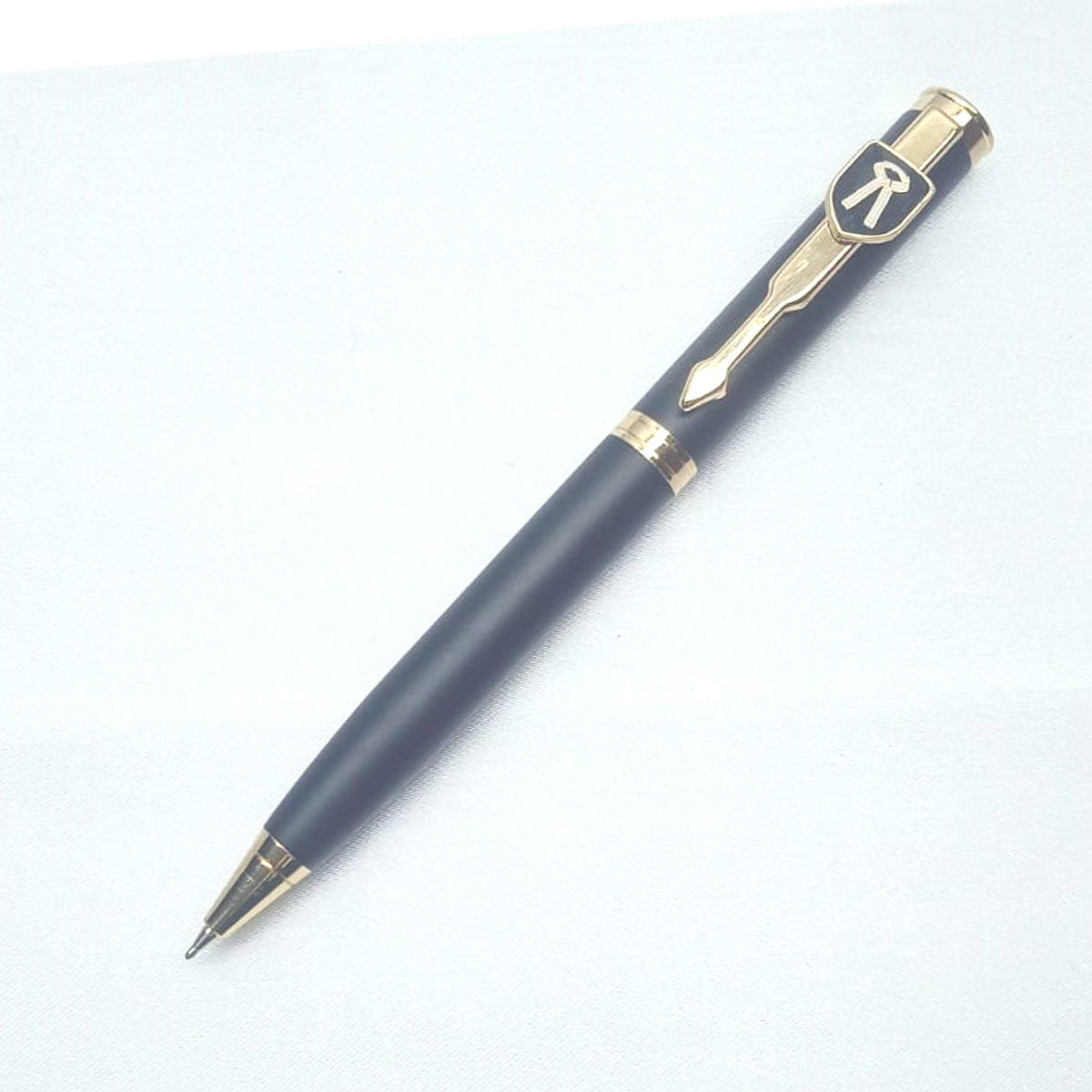 penhouse.in matte Black Color Advocate Symbol On Clip Twist Type Ball Pen SKU 28132