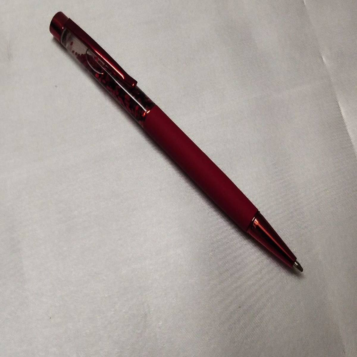penhouse.in Red Color Glitter Design Grip and Twist Type Ball Pen SKU 28134