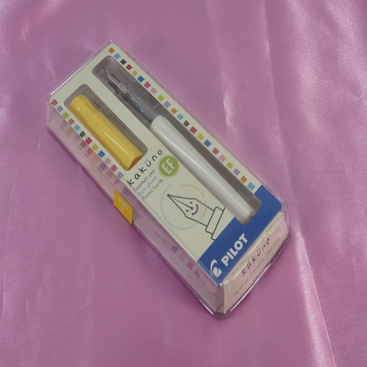 Pilot 2231 Kakuno White Color Body with Yellow Color Cap Extra Fine Nib Cartridge Type Fountain Pen SKU 28148