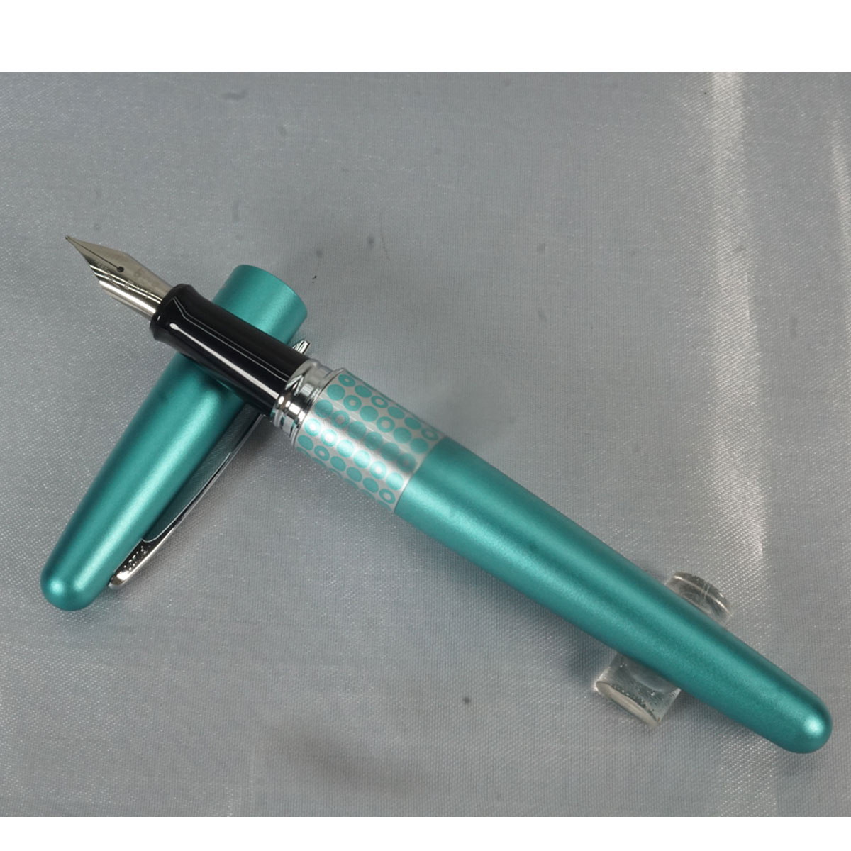 Pilot MR 3 Retro Pop Collection -Metallic Light Blue Color Body Silver Clip Medium Nib And Rubber Sac Model  Fountain Pen SKU 28155