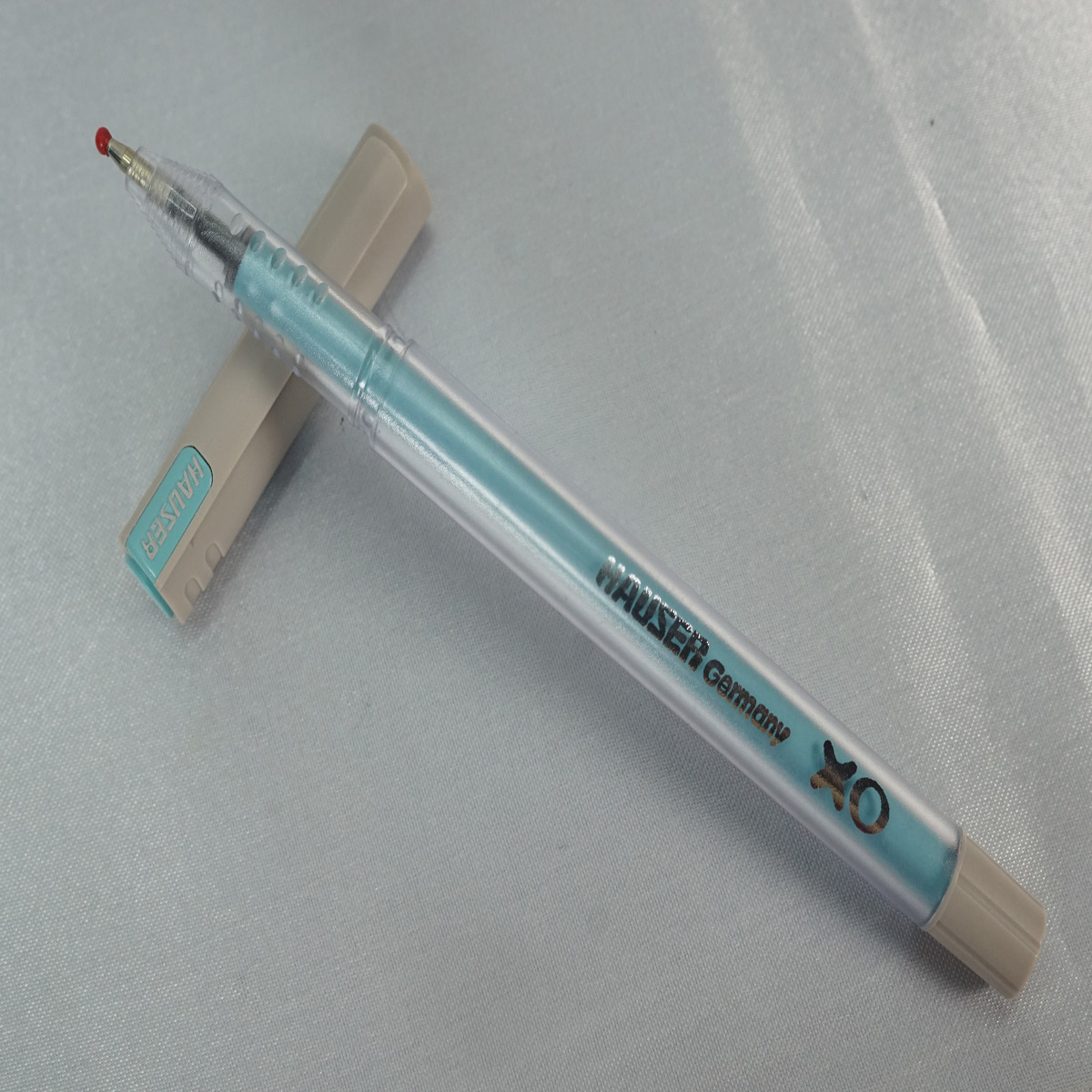 Hauser XO Jumbo Transparent Body with Cream Color Cap with Blue Writing Ball Pen SKU 28166
