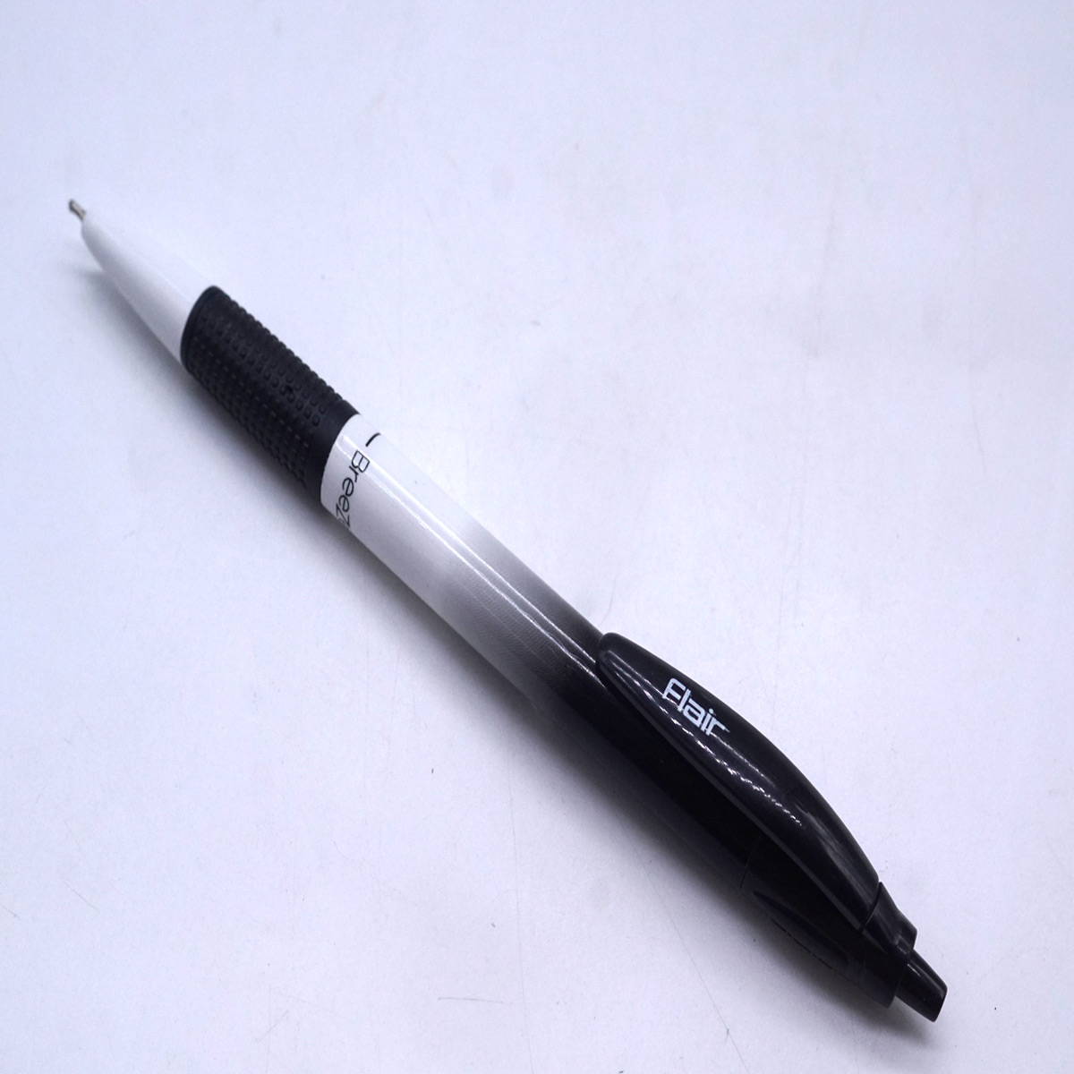 Flair Breeze Black with White Color Body With Black Writing With Retractable Ball Pen SKU 28206
