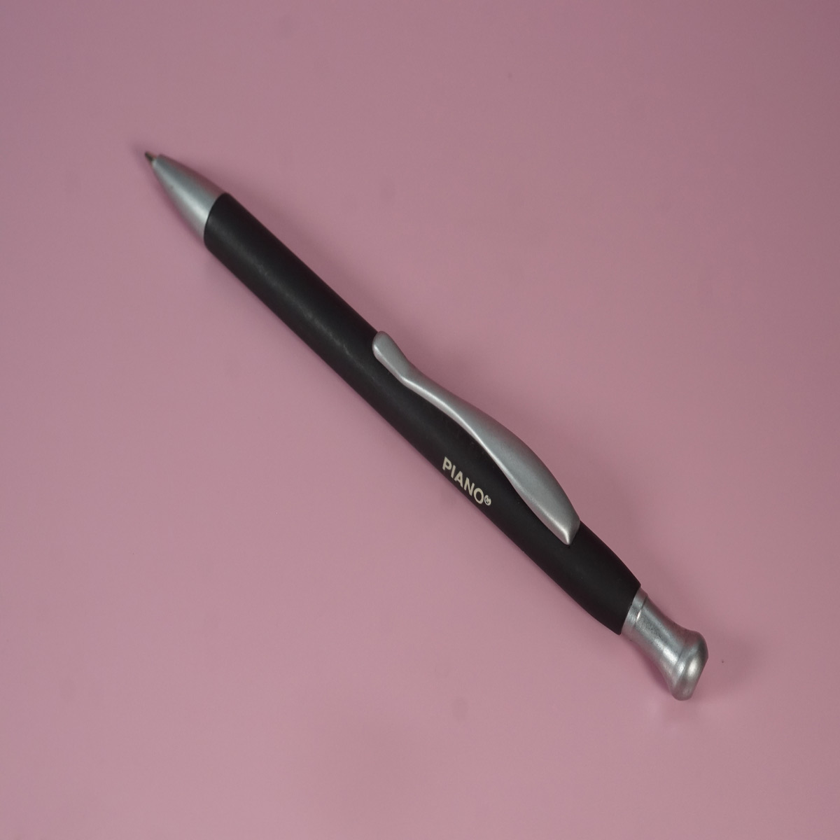 Piano Black Color Body with Silver Color Clip  Retractable Ball Pen SKU 28229