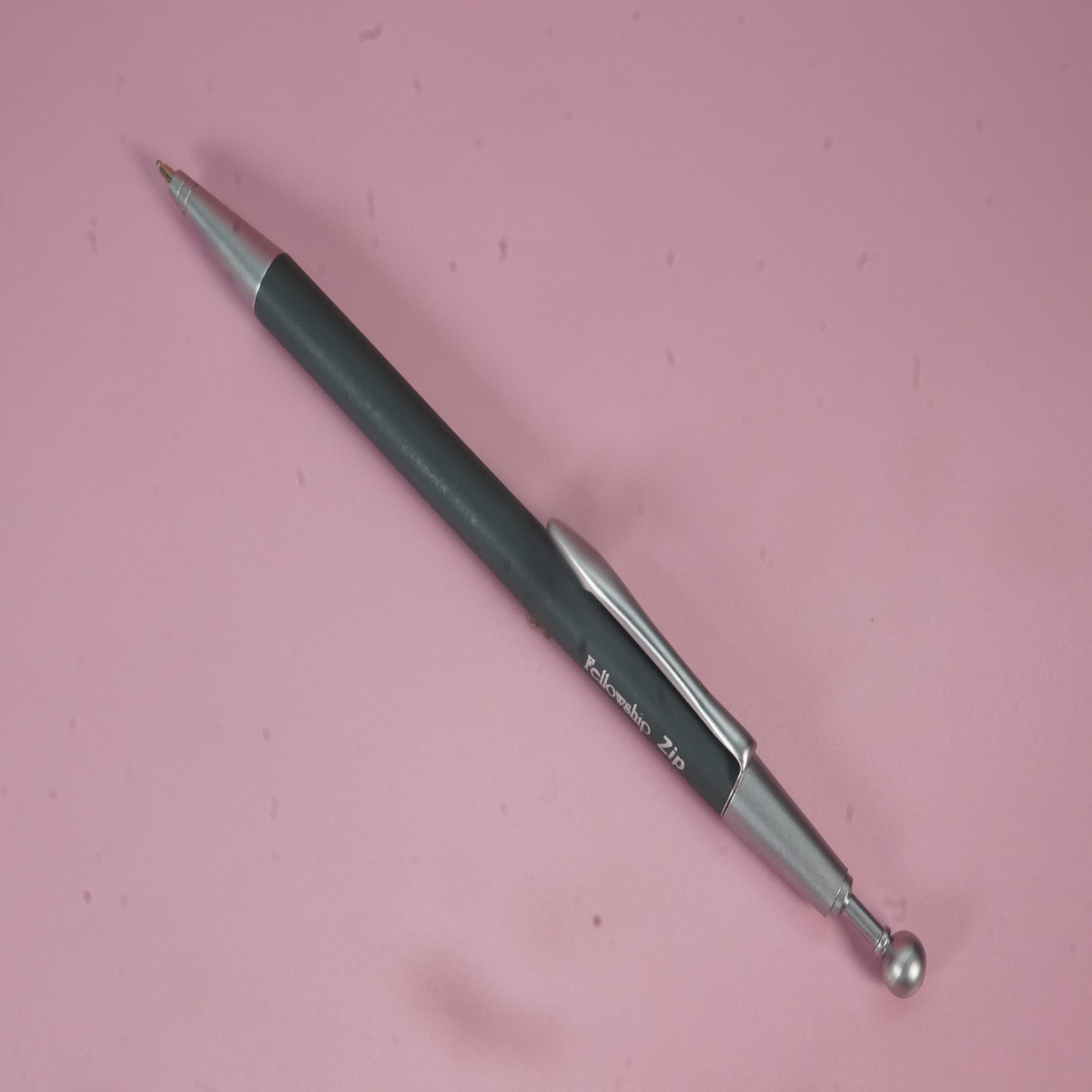 Fellowship Zip Grey Color Body Silver Clip Retractable Ball Pen SKU 28239