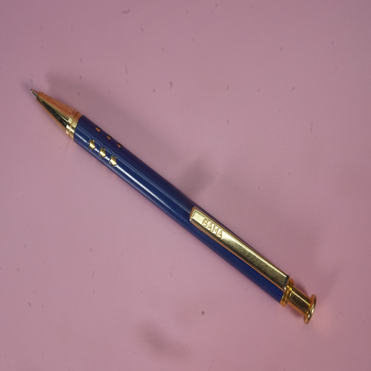 Gama Blue Color Body Gold Clip Retractable Ball Pen SKU 28240