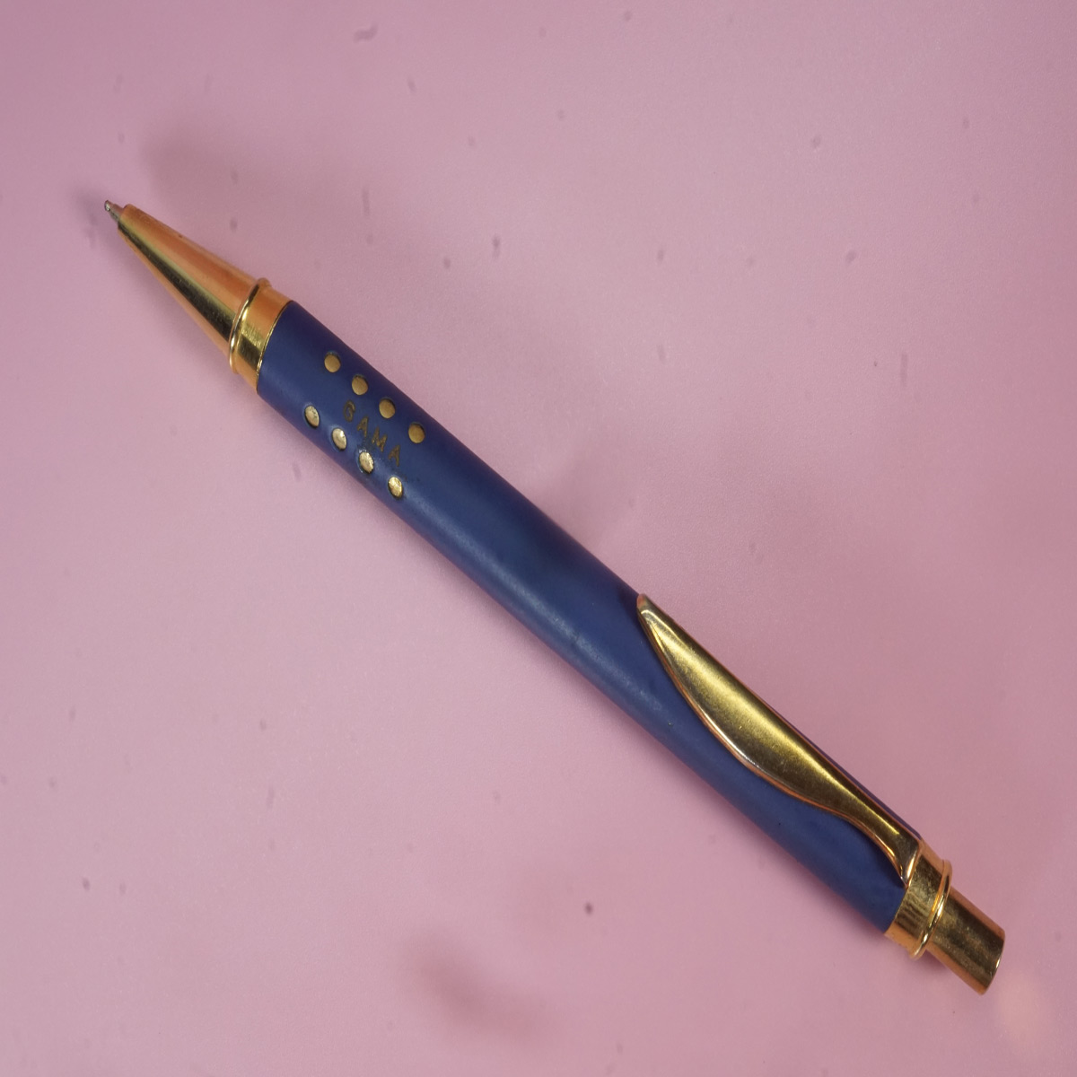 Gama Blue Color Body Gold Clip Retractable Ball Pen SKU 28241