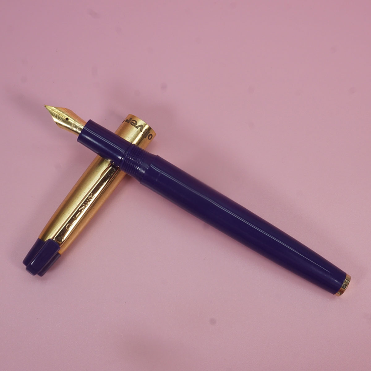 Oliver Warvick HS G Blue Color Body With Gold Cap And Nib Eye Dropper Type Fountain Pen SKU 28246