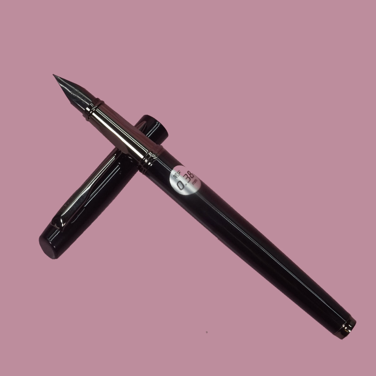 Luoshi 5245 Glossy Black Color Body With Gun Metal Color Clip And Extra Fine Nib Converter Type Fountain Pen SKU 28282