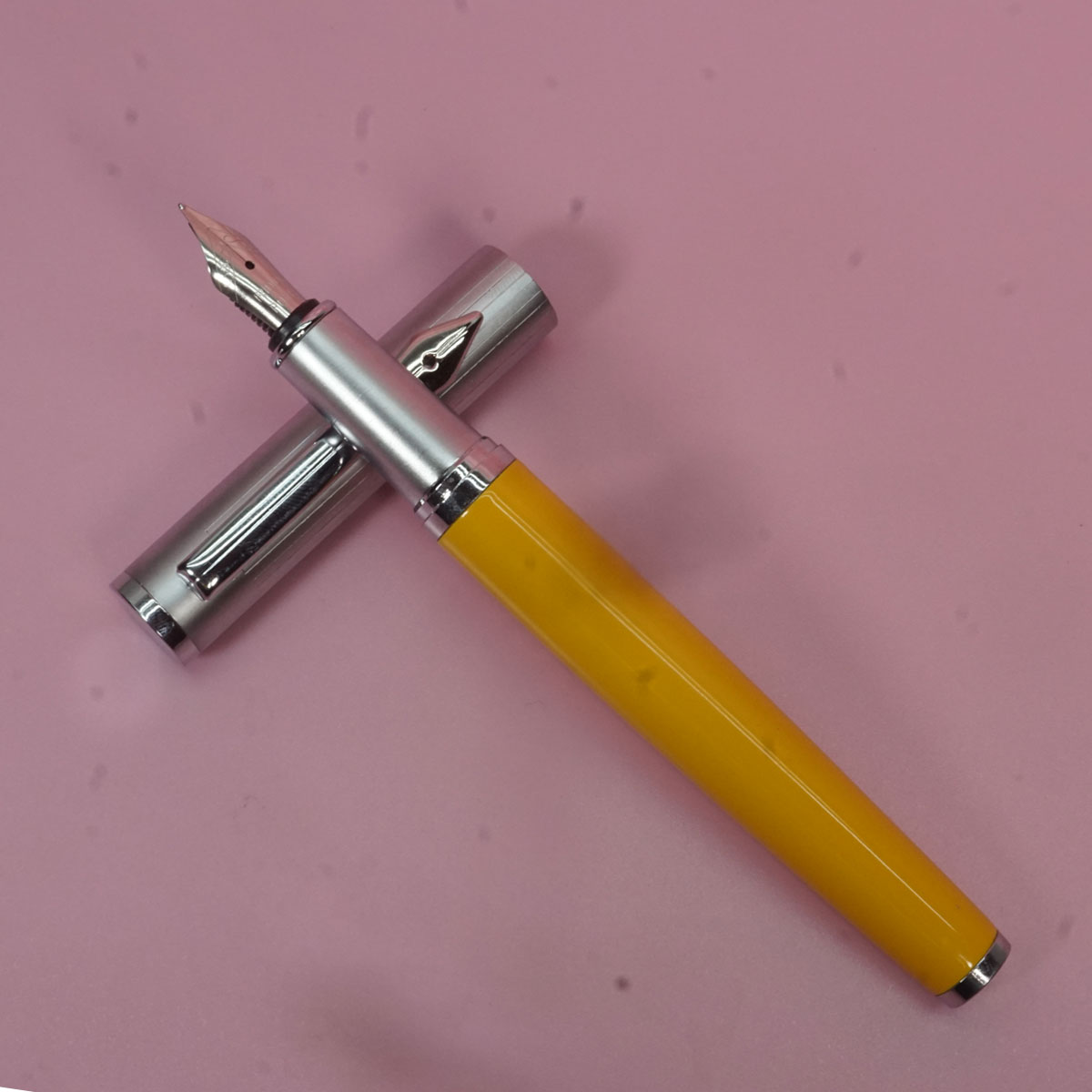 penhouse.in Yellow Color Body With Silver Magnetic Cap Fine Nib Converter Type Fountain Pen SKU 28287