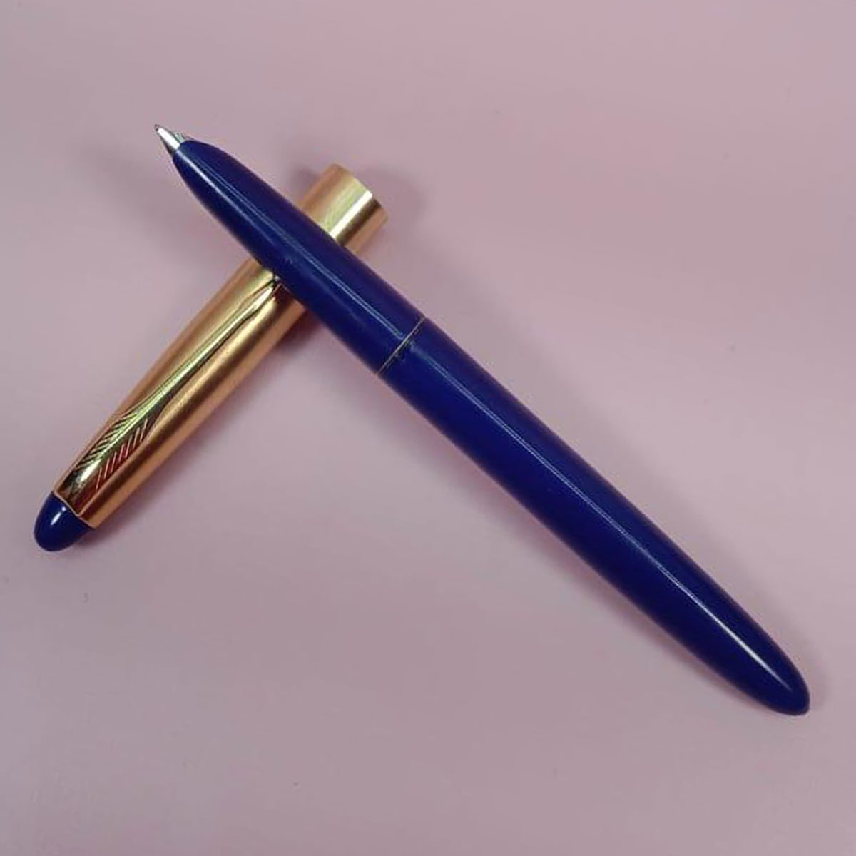 Gama Blue Color Body With Gold Cap And Clip Eye Dropper Model Fountain Pen SKU 28305