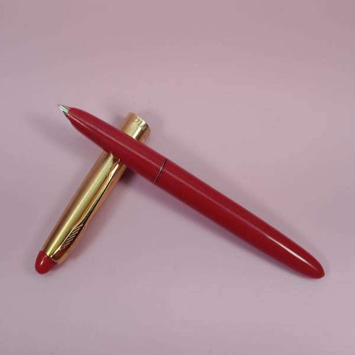 Gama Red Color Body With Gold Cap And Clip Eye Dropper Model Fountain Pen SKU 28308