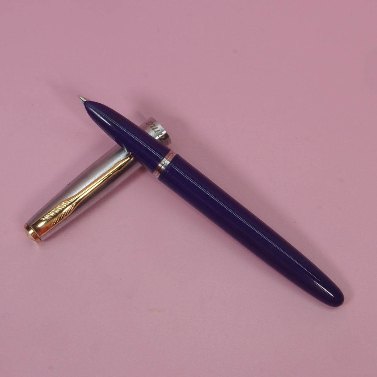 Gama No 9 Blue Color Body With Silver Cap Fine Nib Eyedropper Type Fountain Pen SKU 28318