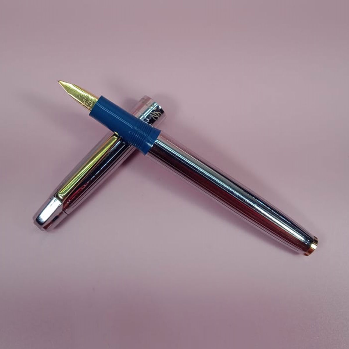 Gama Silver Color Body With Turquoise Blue Color Grip Gold Nib Eye dropper Model Fountain Pen SKU 28322