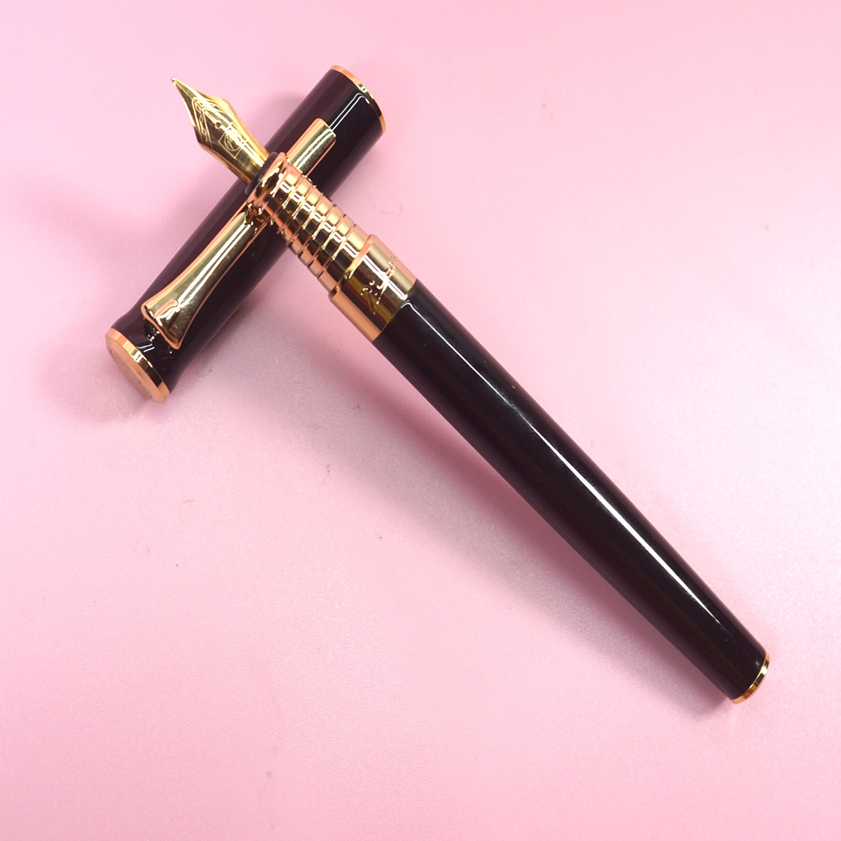 Pimio 988 Glossy Block Color Body and Cap with Gold Color Clip and Grip Fine Nib Converter Type Fountain Pen  SKU 28373