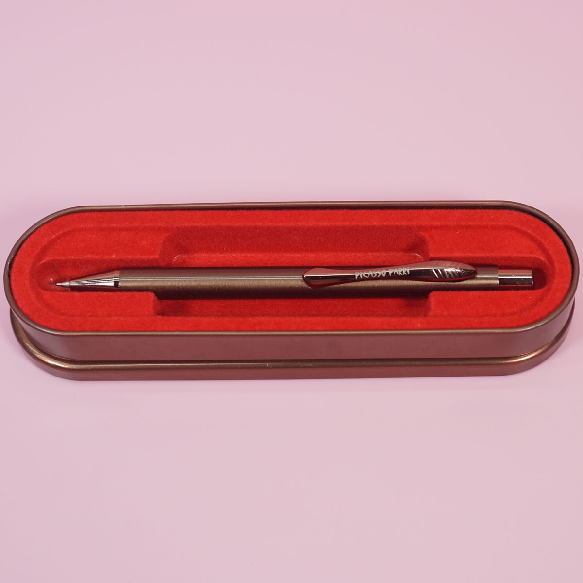 Picasso Parri Coffee Smell Brown Color Body And Clip Retractable Type Ball Pen SKU 28411