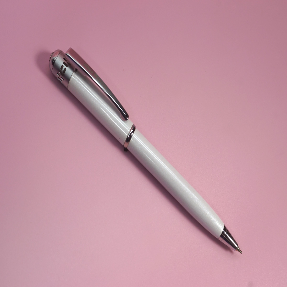 Picasso Parri White Color Body Silver Clip Perfume Smell Twist Type Ball Pen SKU 28416
