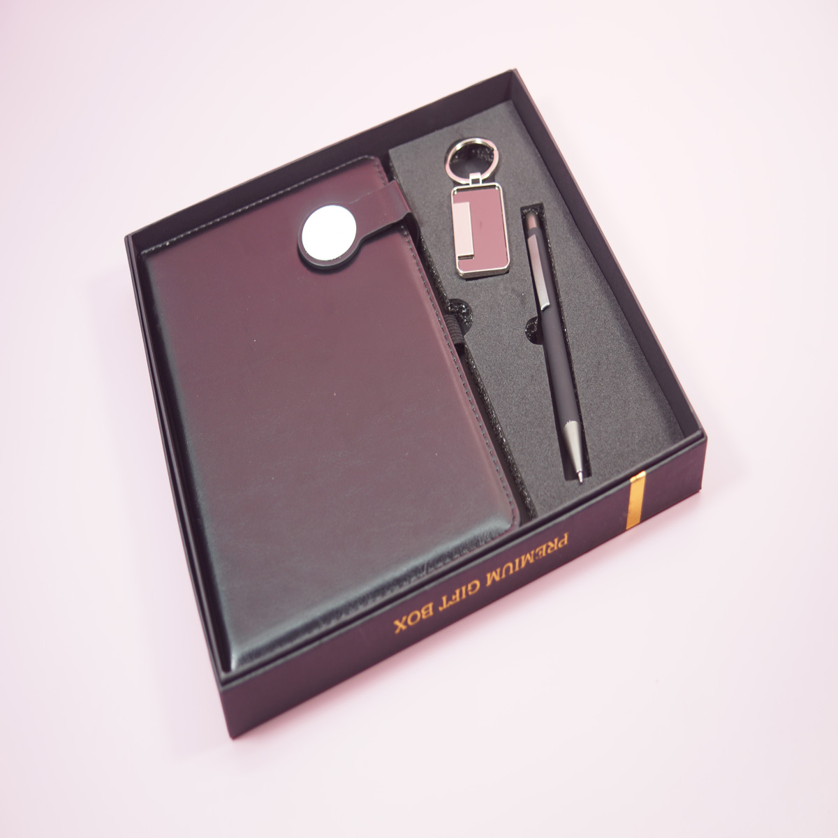 penhouse.in Black Color A5 NoteBook with Metal Keychain with Black Color Click Type Ball Pen SKU 28447