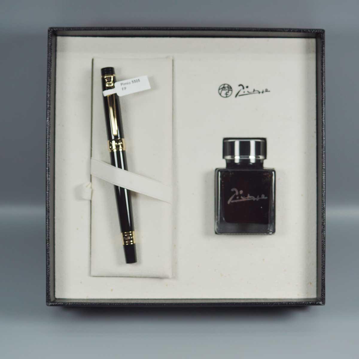 Pimio 5505 Glossy Black Color Body and Cap with Gold Trims No.5.5 Fine Tipped GP Nib Converter Type Fountain Pen SKU 28457