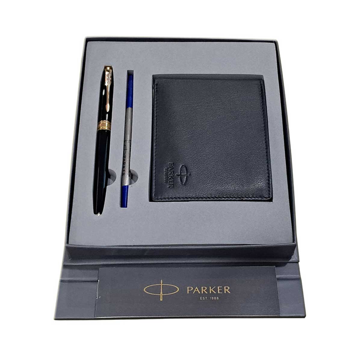Parker Aster Laque Black GT Roller Ball and Wallet Gift Set SKU 28473
