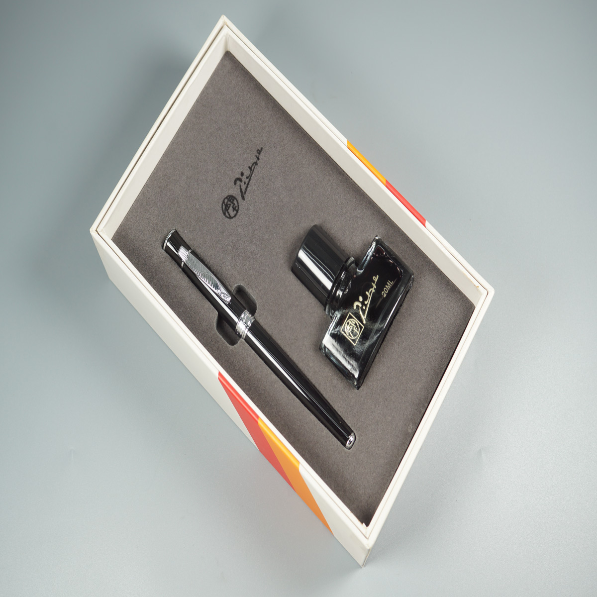 Pimio 607 Glossy Block Color Body and Cap with silver Clip and Grip Fine Nib Converter Type Fountain Pen with 20ML Ink Bottle SKU 28485