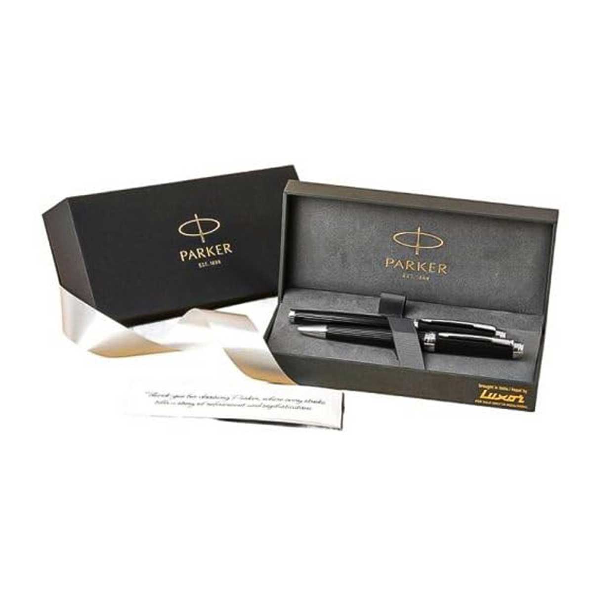 Parker Ambient Laquer Black CT Fountain Pen and Ball Pen Gift Set SKU 28489