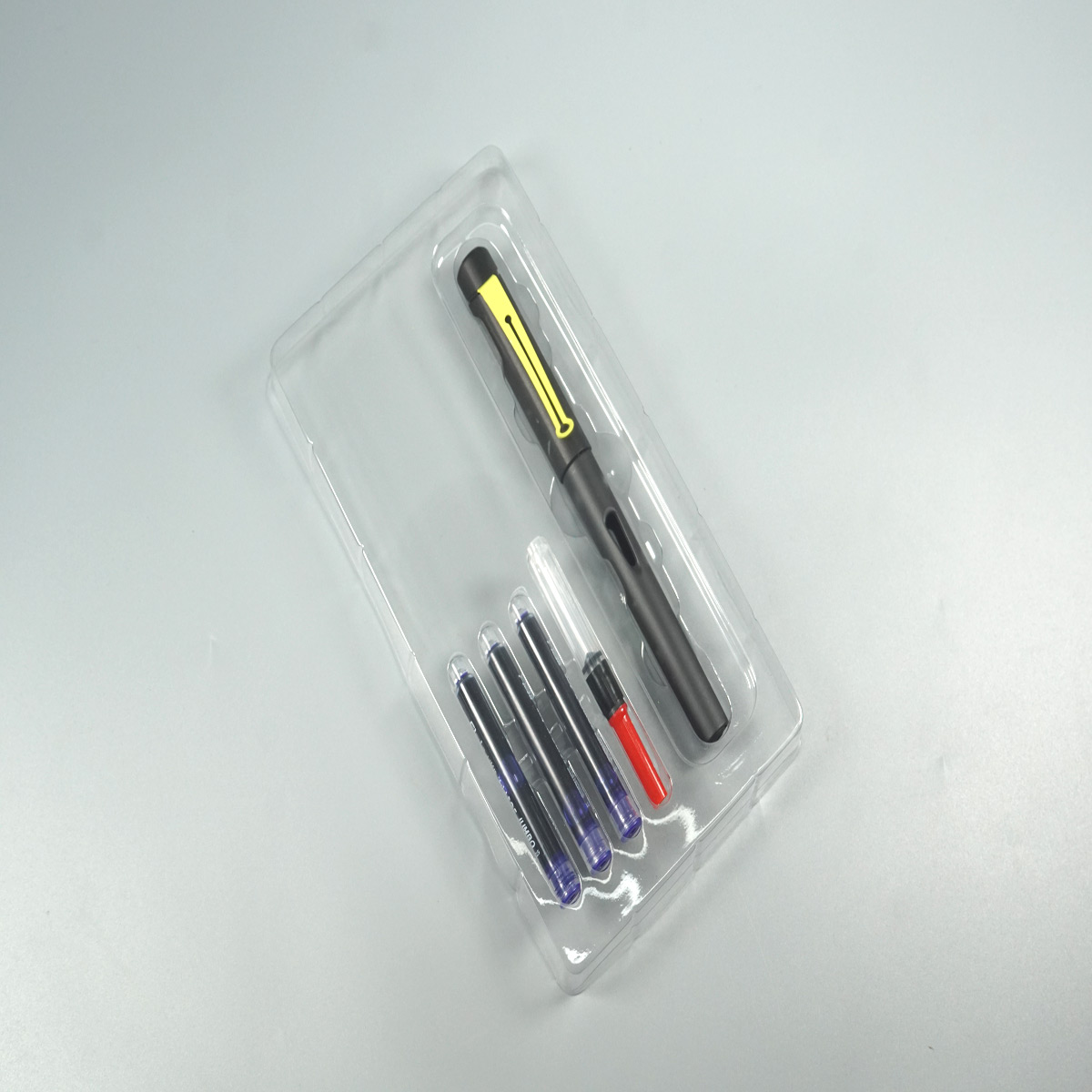 Flair Nova Black Color Body and Cap with Yellow Clip and Grip with Fine Nib Cartridge and Converter Type Fountain Pen SKU 28510