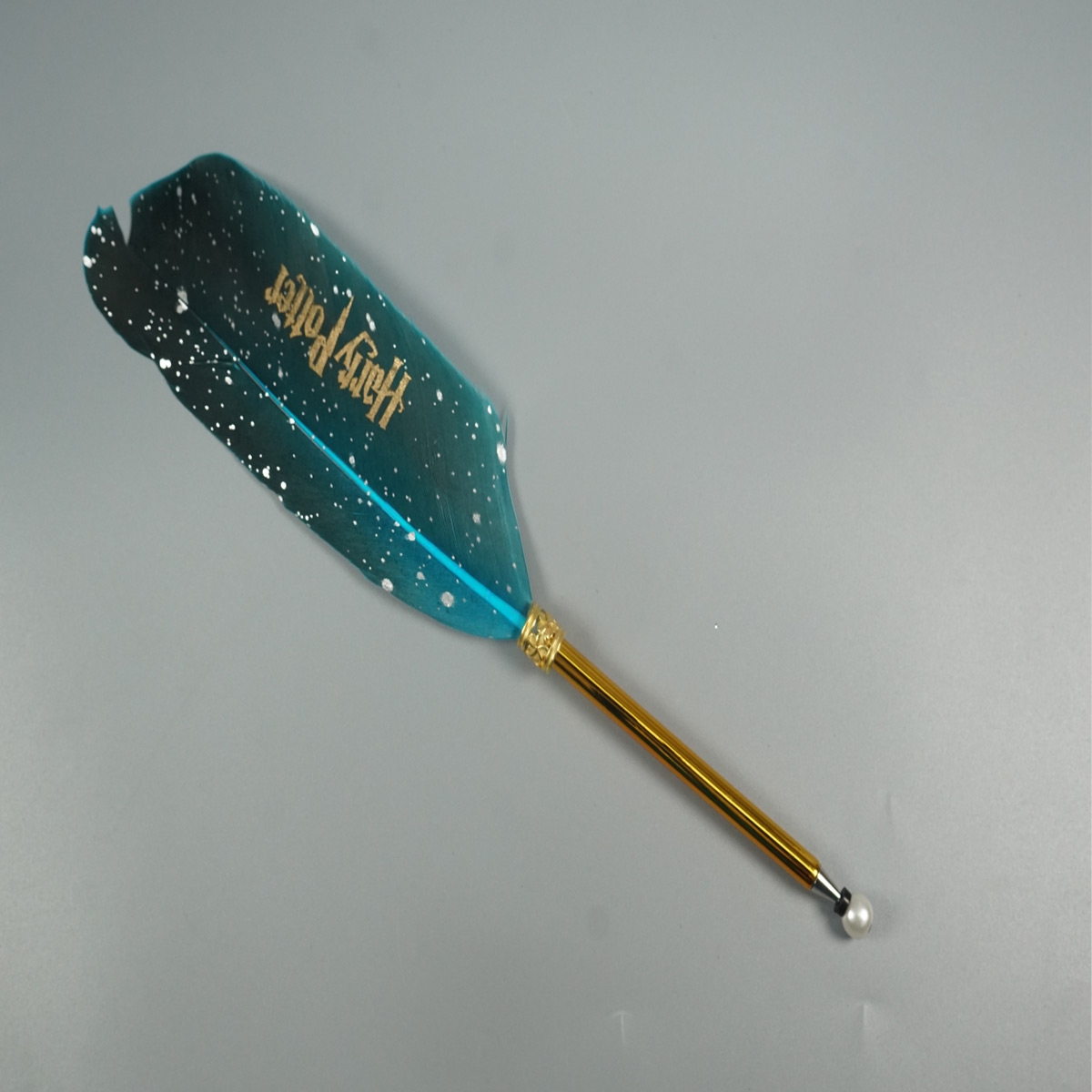 penhouse.in Harry Potter Feather Turquoise Blue  Color with Gold Body Quill Ball Pen SKU 28547