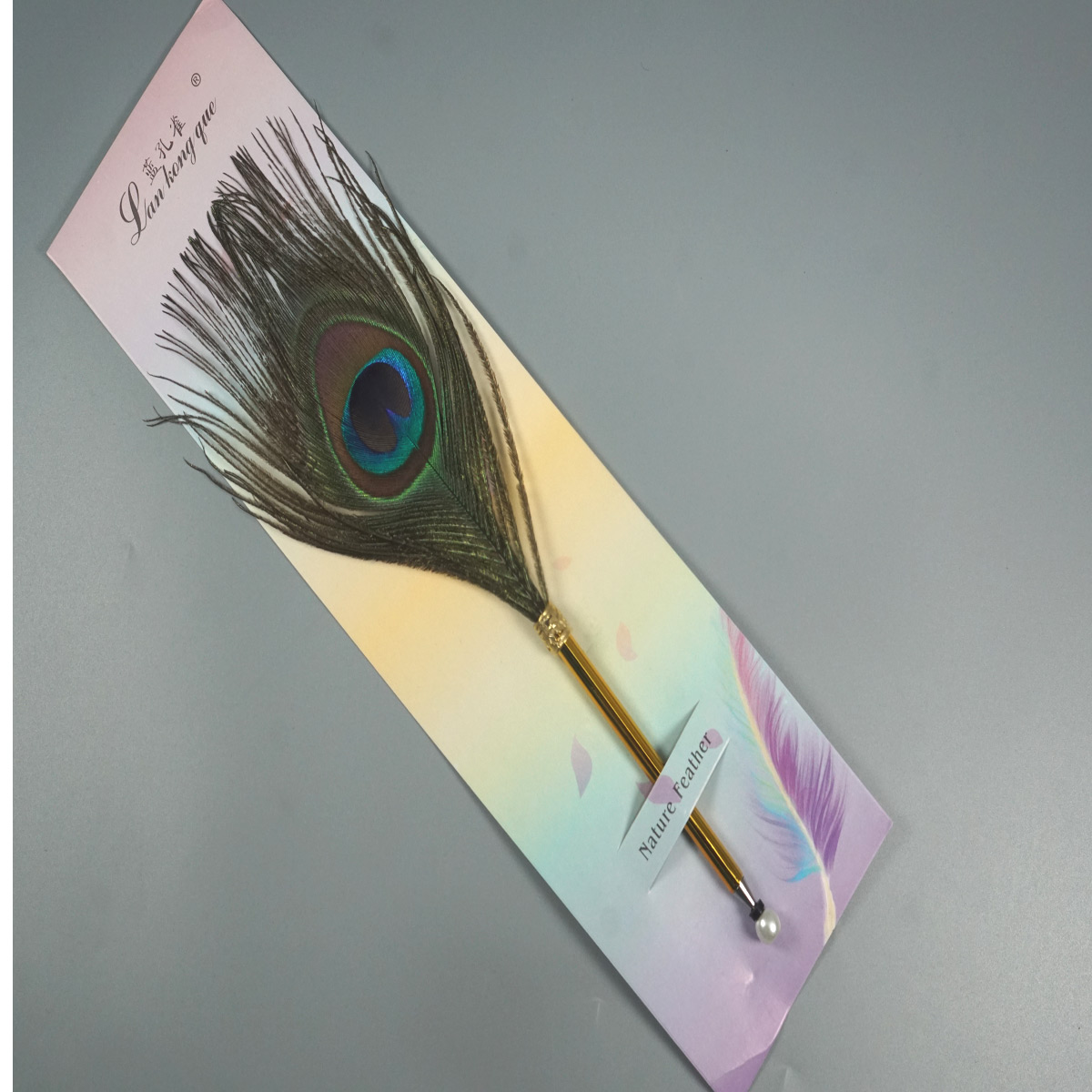 penhouse.in Nature Peacock Feather  with Gold Body Quill Ball Pen SKU 28552