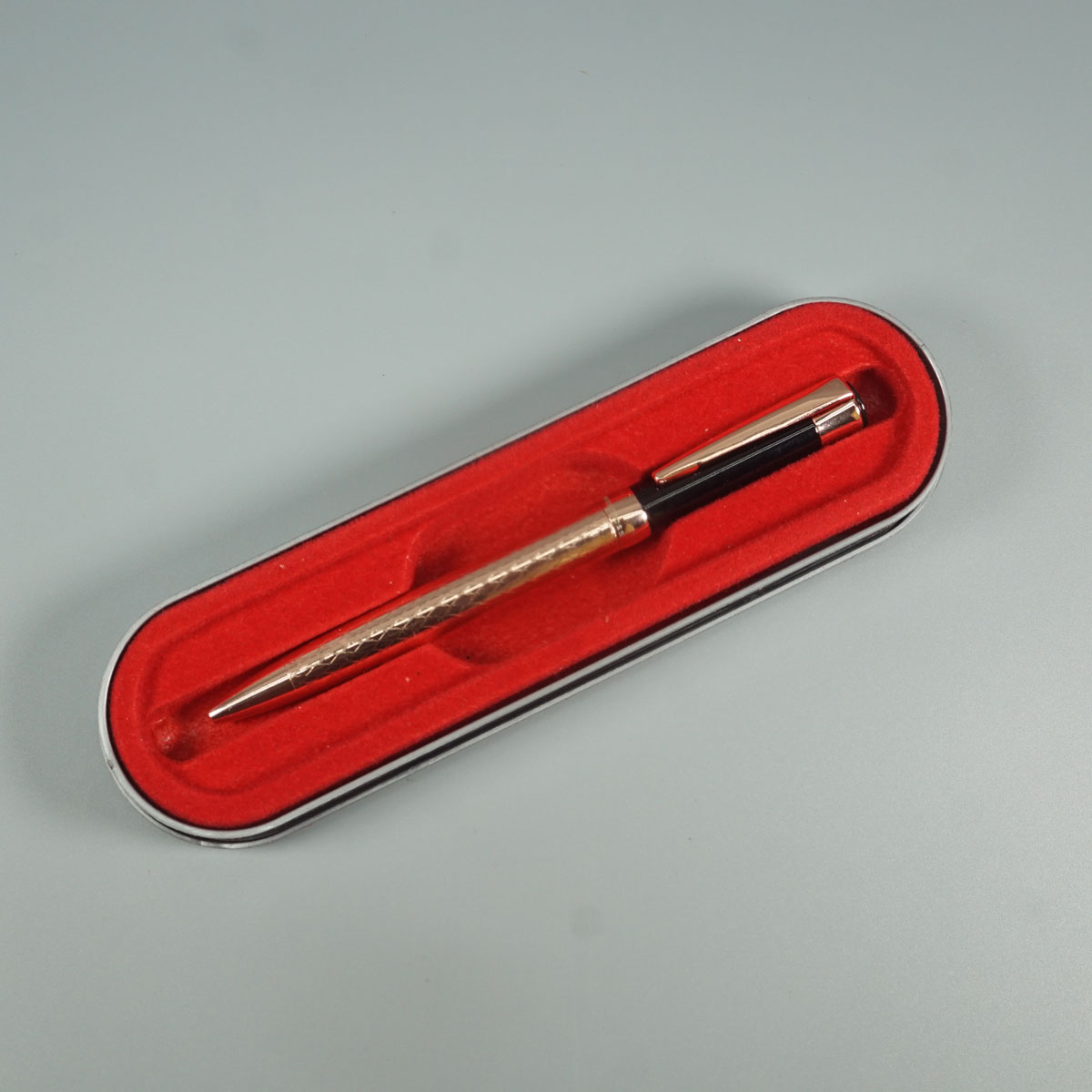 Swiss Cross 1001 Rose Gold Color Body With Black Color On Cap Twist Type Ball Pen   SKU 28554