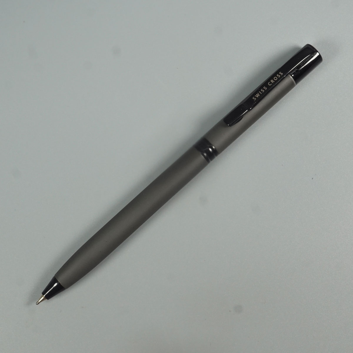 Swiss Cross 2082 Dark Grey Color Body And Black Color Trim And Clip Twist Type Ball Pen SKU 28561