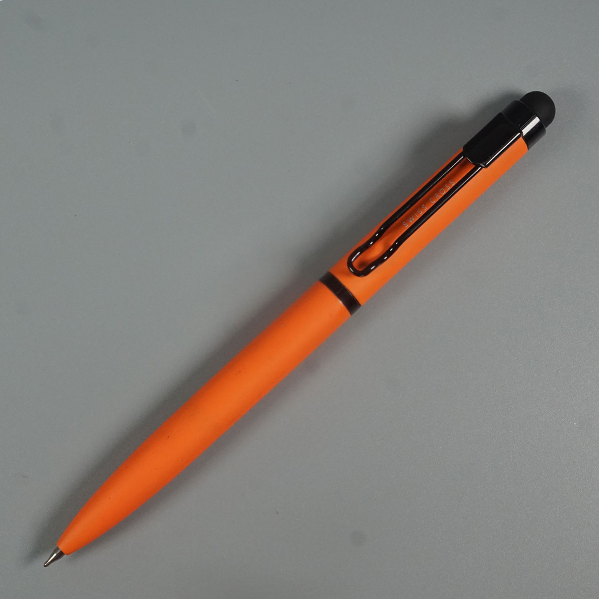 Swiss Cross 2091 Matte Orange Color Body Black Trim And Stylus Twist Type Ball Pen SKU 28568