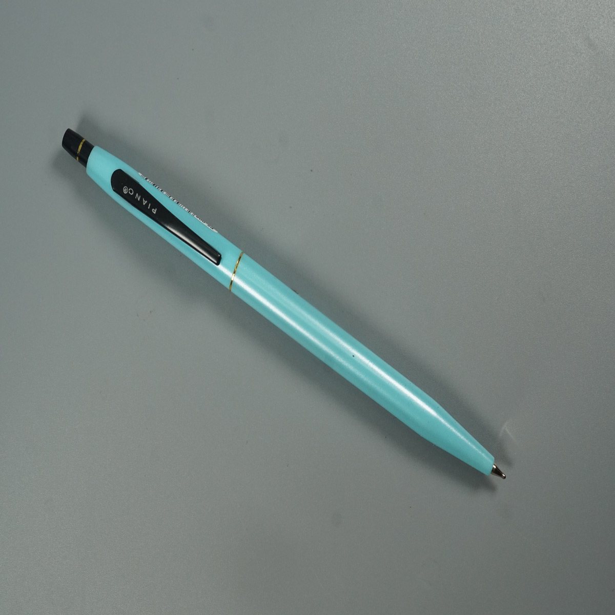 Piano Sky Blue Color Body with Black color Clip Retractable Ball Pen SKU 28583