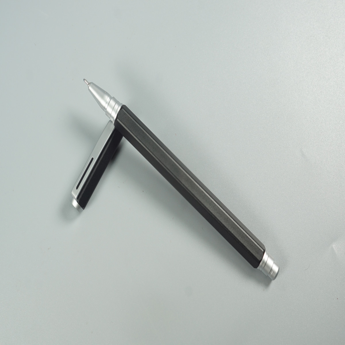 Pentel BL667ACE Energel 0.5mm Matte Black Color Body and Cap with Silver Clip and Grip Roller Gel Pen SKU 28585