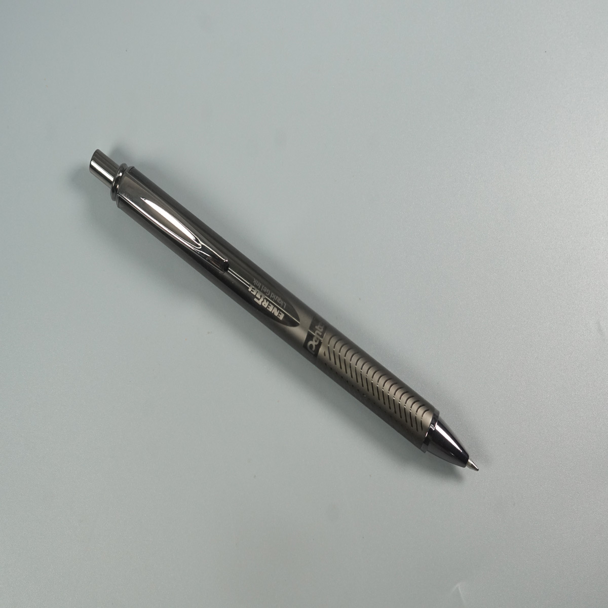 Pentel BL407 EnerGel Metal Full Gun Metal Color 0.7mm  Retractable Liquid Gel Ink SKU 28591