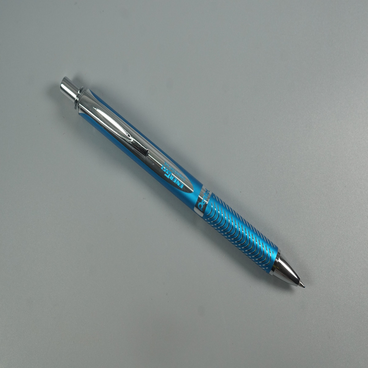 Pentel Bl407 EnerGel Metal 0.7mm Sky Blue Color Body with Silver Clip Liquid Gel Pen  SKU 28594